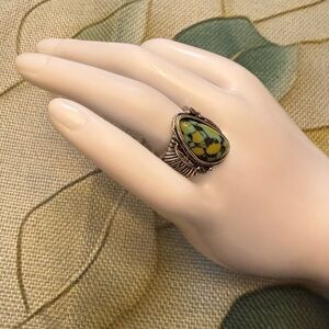 Vintage Silver Ring with Natural Stone